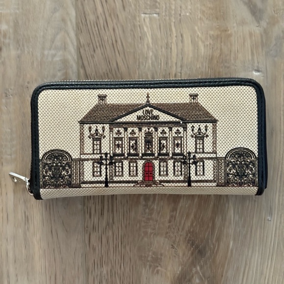 Love Moschino Accessories - Love Moschino Architectural Design Wallet in Beige and Black